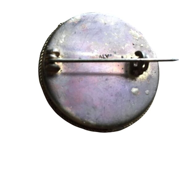 Vintage Italian Micro Mosaic Brooch Floral Round Millefiori Pin Italy Gold-Tone - Picture 8 of 10